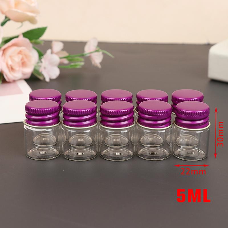 10Pcs 5/7/10/14/18/20/26Ml Tiny Glass Jar Bottles With Aluminium Lid Storage Jar