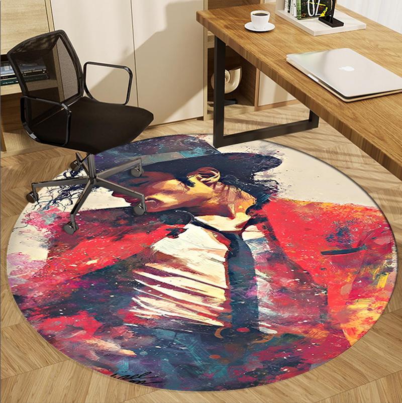 Michael Jackson Pattern Round Rug, Indoor/Outdoor Mat, for Picnic, Gameroom, Bedroom, Office, Living Room, Home Decor Carpet, Birthday Gift