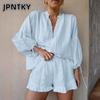 JPNTKY Женский модный повседневный костюм с длинными рукавами и V-образным вырезом, состоящий из брюк и брюк