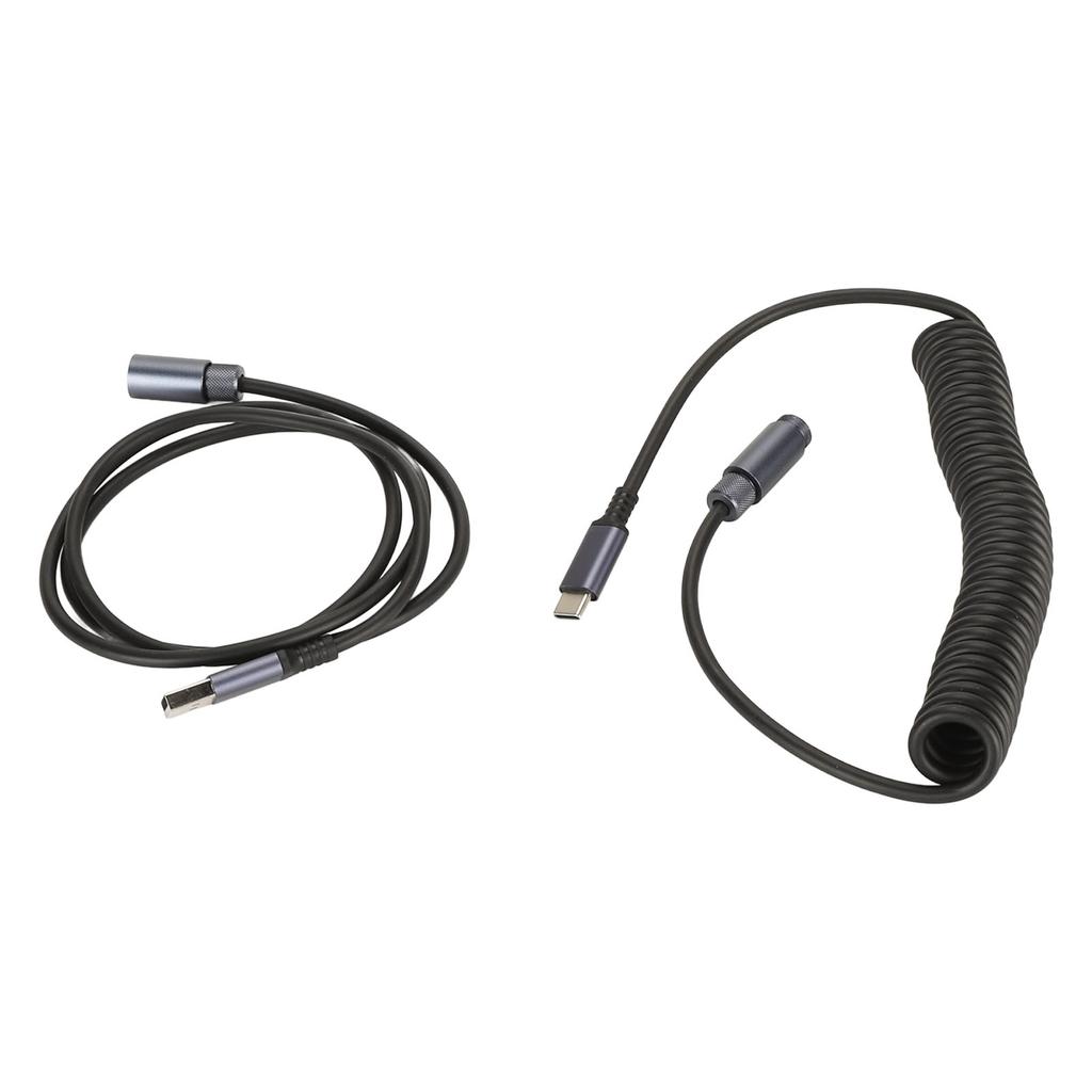 Спиральный кабель USB C Профессиональный удлиняемый кабель USB C на USB A с двумя рукавами для механической клавиатуры