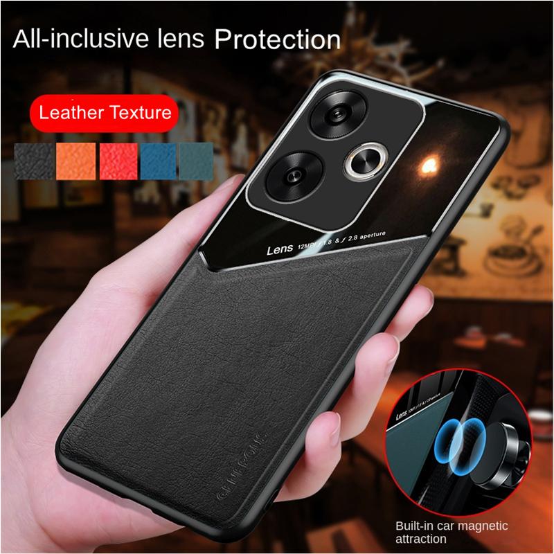Кожаный чехол с текстурой для Xiaomi Poco F6 Pro F5 5G X6 X5 M6 Pro 4G C65 с автомобильным магнитным держателем-присоской Coque Fundas Capa