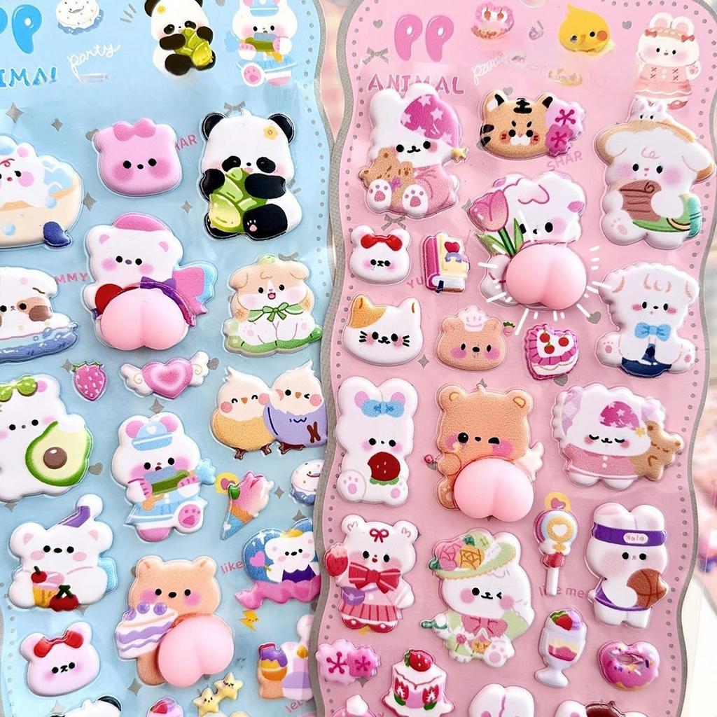 Phone Case Stickers Kids 3D Stickers Self-adhesive Animal Cute Toys Bear Craft Toys For Diary Scrapbook Pencil Case Tablet Etc