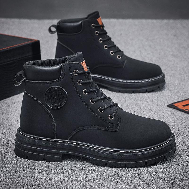 Мужские желтые ботинки Martin осень/зима: Высокий верх, модный, нескользящий, износостойкий, в корейском стиле.