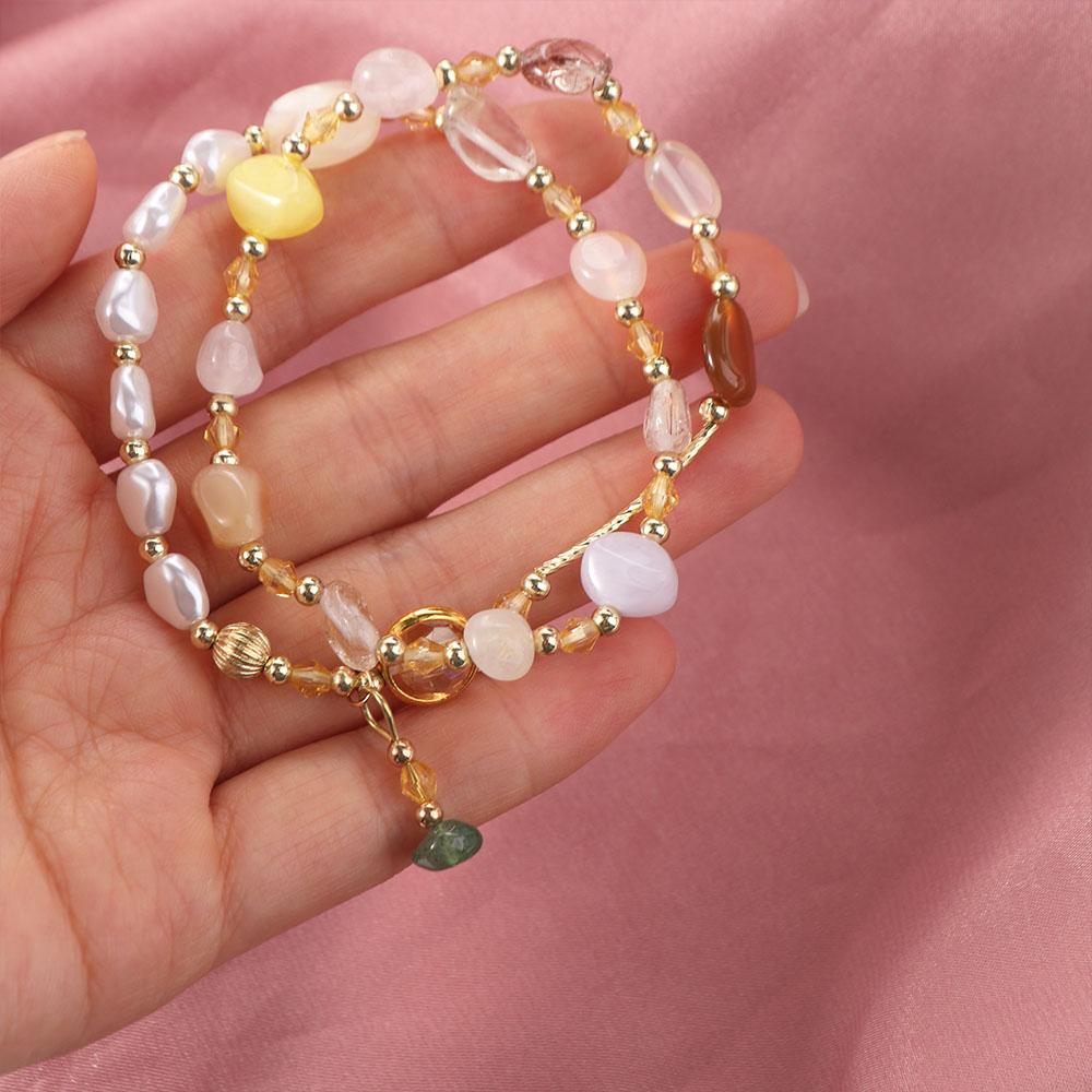 Stacking Double-Layer Pearl Bracelet Jewelry Bead String Bracelet Crystal Beaded Bracelet Gifts