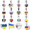Newest S925 Silver Flag Ukraine Brazil Australia Spain Charm DIY Dangle Beads Fit Original Bracelet Fashion Woman Jewelry