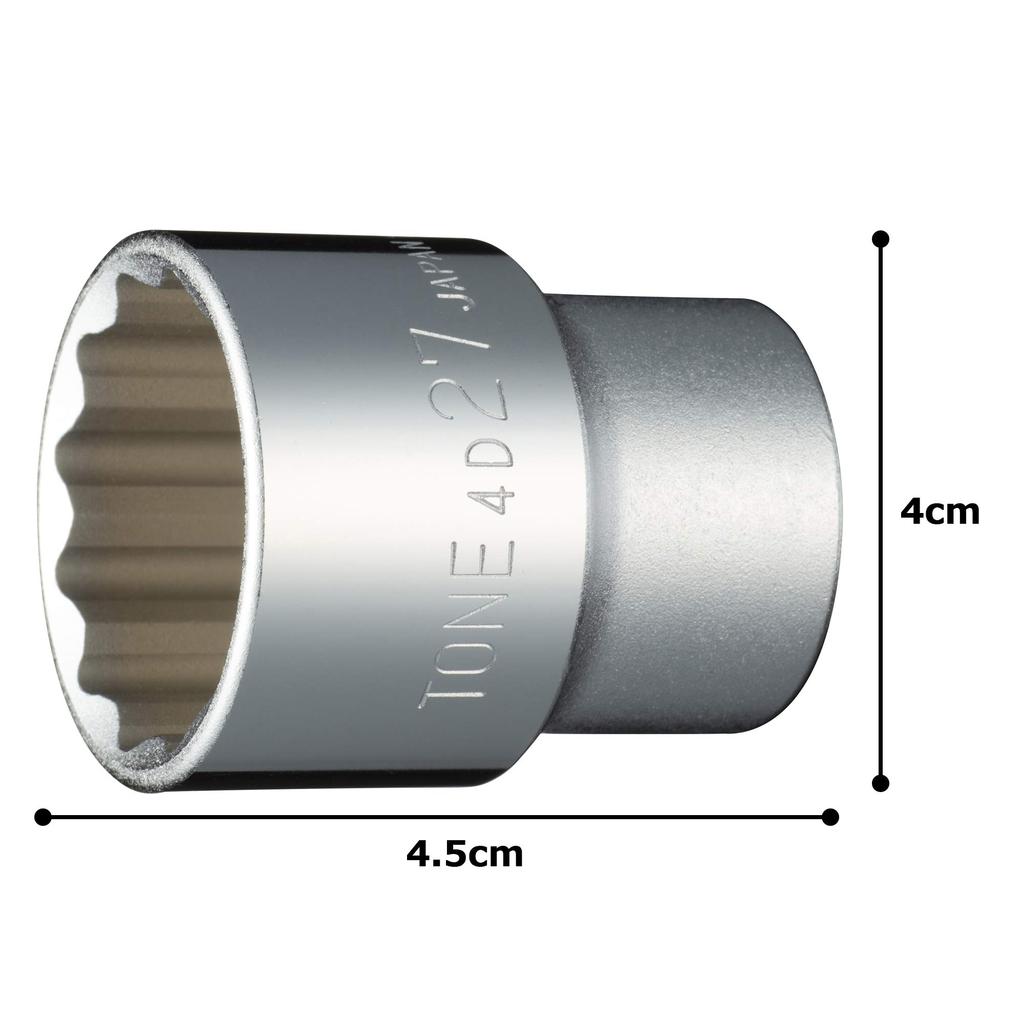 TONE Socket Drive Angle Width Across Flats 27mm (12 Squares) HP4D-27 12.7mm (1/2")