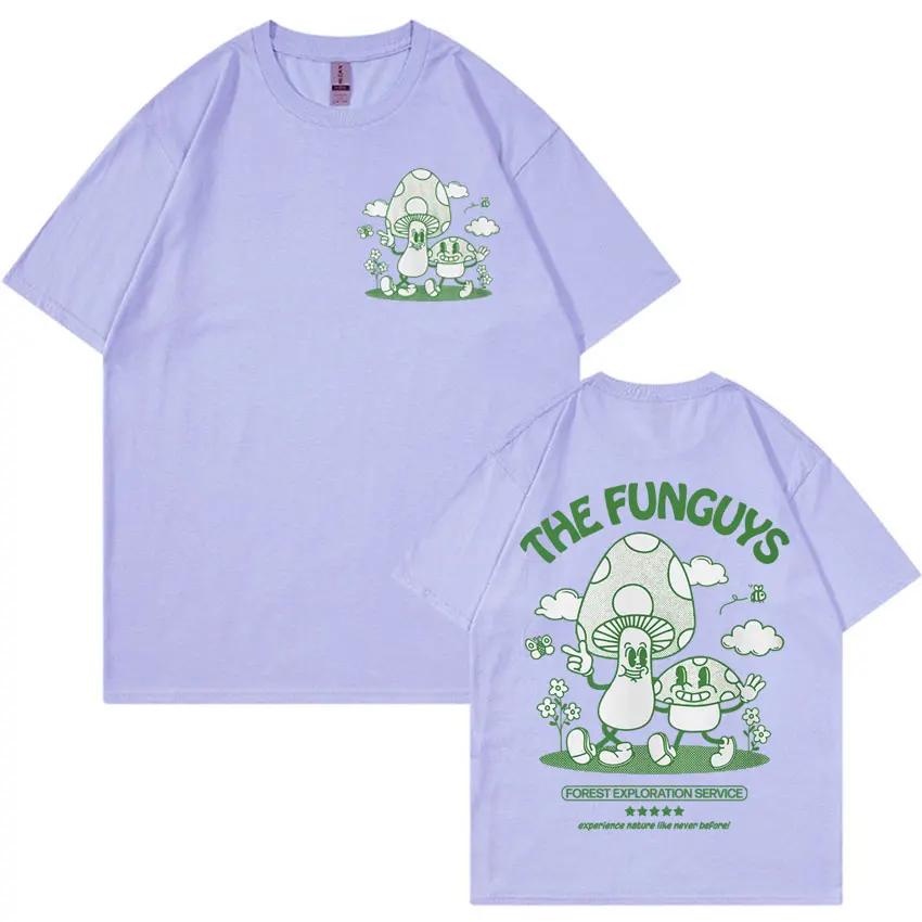THE FUNGUYS Funny Shroom T-shirts Unisex Mushroom Retro Cartoon T-shirt Men Fashion O-Neck Humor Short Sleeve T Shirt Streetwear