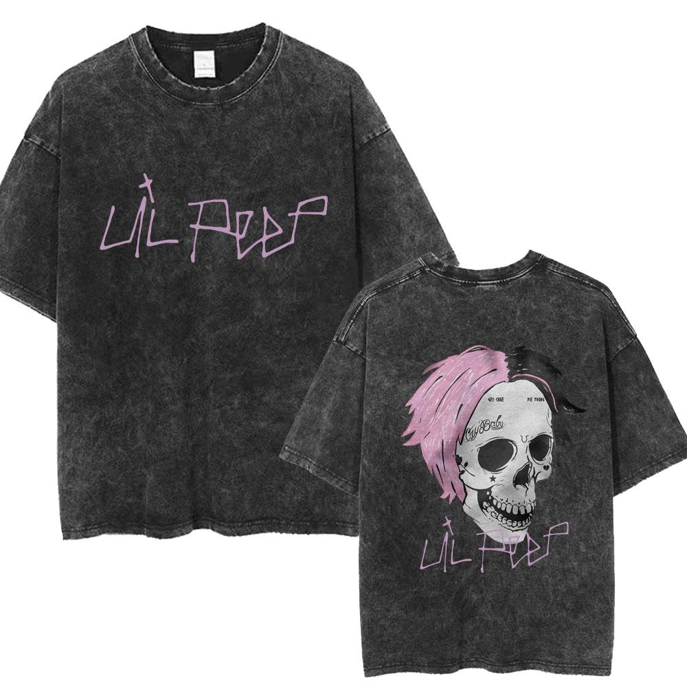Рэпер Lil Peep Hellboy Стиранная футболка Мужская Женская Хип-хоп Харадзюку YK Футболки Повседневная Свободная Хлопок Летние Футболки Уличная одежда Мужская