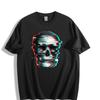 Red-Blue Shadow Skull T-Shirt - Eye-Catching Design Unisex Tee