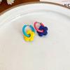 1pair Dopamine Flower Earrings Gold Color Circle Hoop Earrings Sweet Fashion Jewelry  Gift