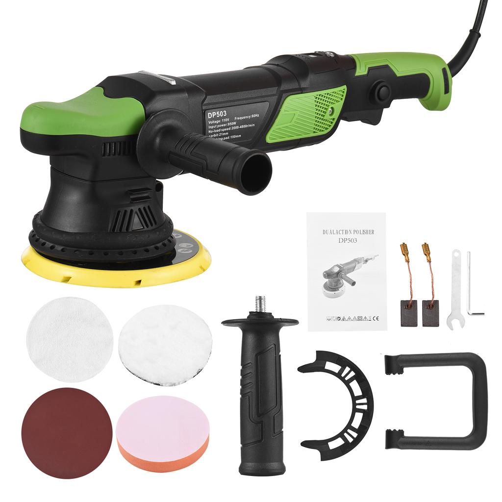 Буферная полировальная машина, 6-дюймовая полировальная машина мощностью 950 Вт для детализации автомобилей, случайная орбитальная полировальная машина для автомобильных буферов