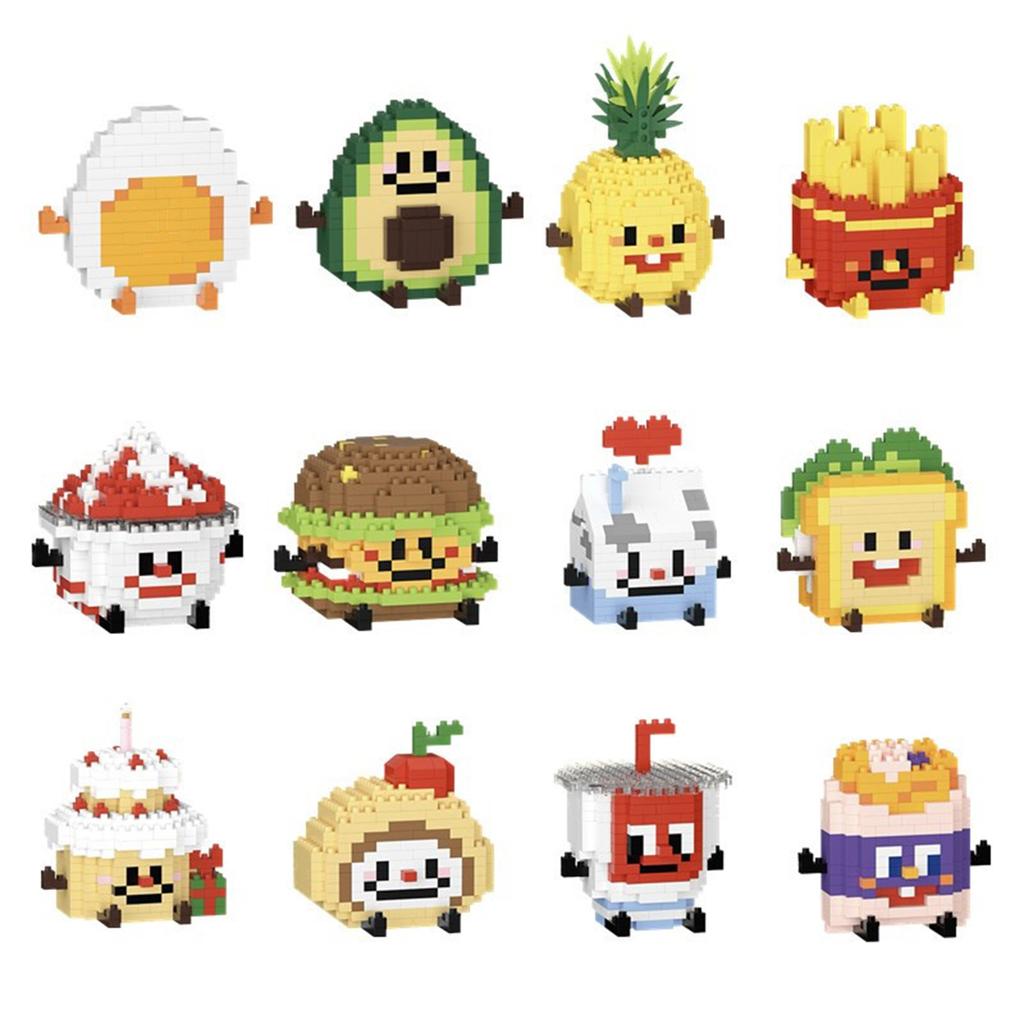 Non-Toxic 12 Set/Lot Diy Bricks Blocks Food Drink Cake Series Puzzle Building Block Children'S Toys With Show Box Chrismas Gifts For Kids