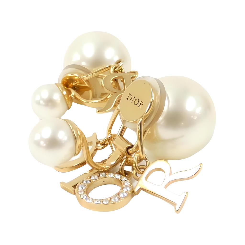 Dior Tribales Resin Pearl Metal Crystal Earrings Women Earrings Gold E2382WOMCYD301
