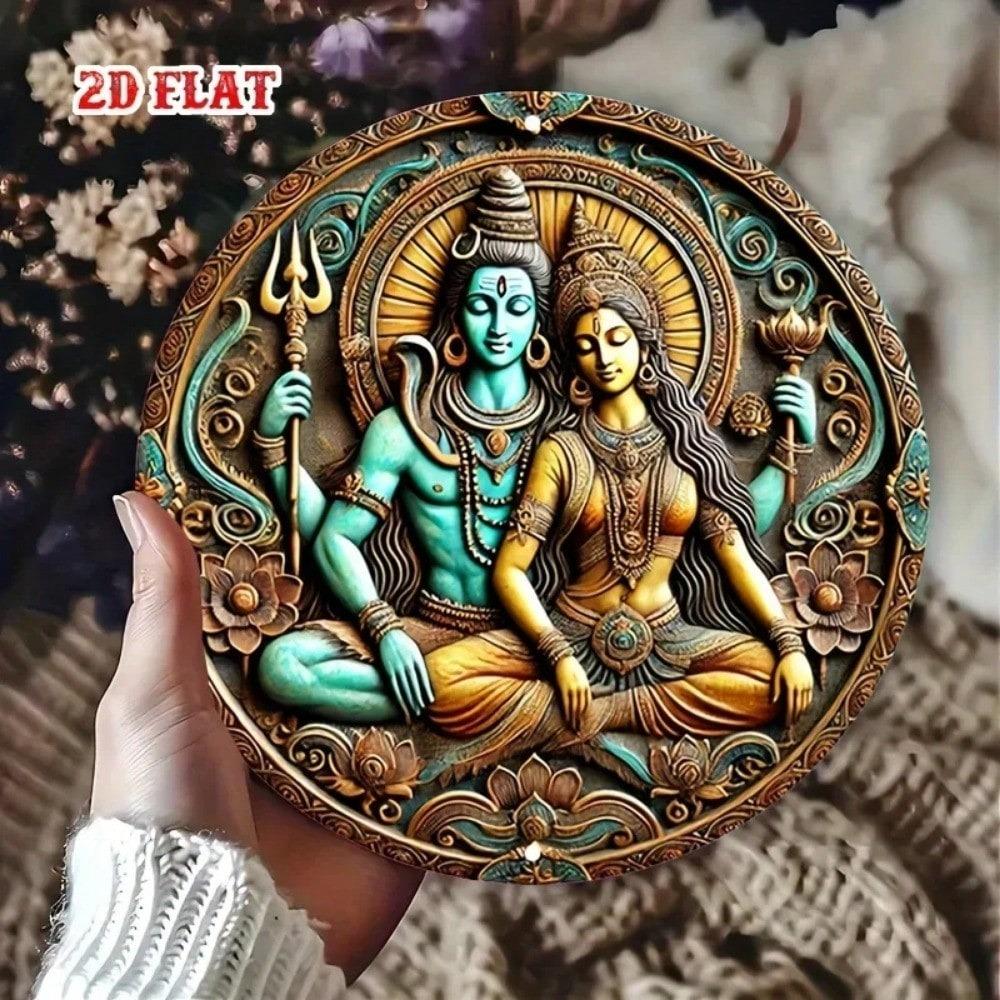 Религиозный Металлический Настенный Декор Круглый Знак Богини Шивы Домашний Декор Рустик