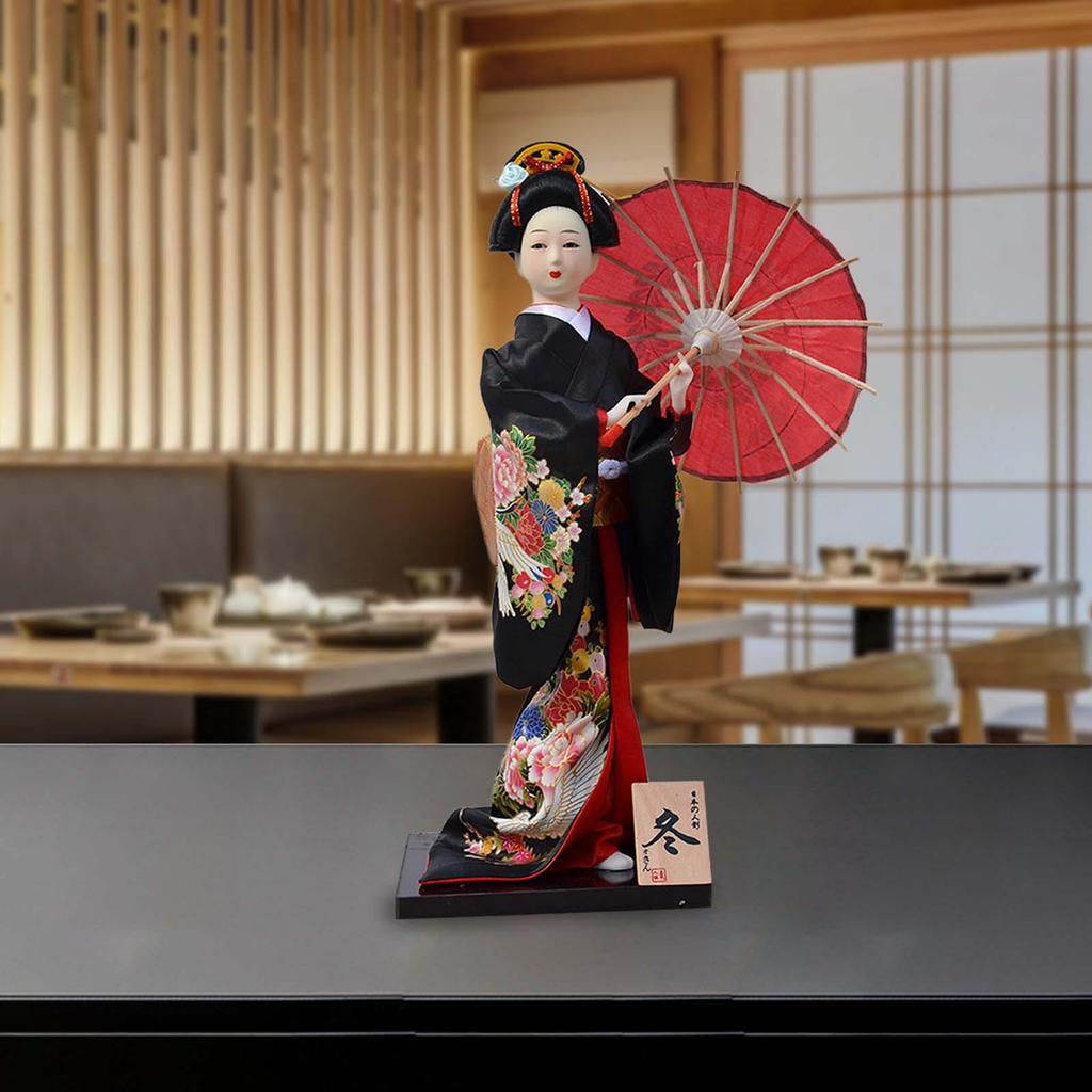 Japanese Geisha 12 inch Collectible Figurine Oriental Ancient Kabuki Folk for Home Office Tabletop Shelf Decoration Kids Gift
