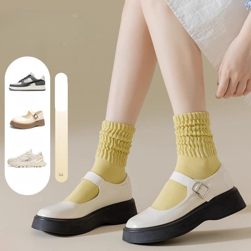 5 Pairs of Simple and Versatile Socks for Women, Antibacterial and Deodorizing Long Socks, Sports Sweat-absorbing White Cute Autumn Mid-length Socks