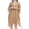 Женская шаль с рукавом три четверти, однотонная, с открытой передней частью, с кисточками, солнцезащитная, летняя, тонкая, накидка на бикини, шаль, пляжная одежда