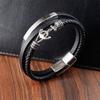 Men's Multi-layer Leather Bracelet Hip Hop Punk Boat Anchor Titanium Steel Bracelet Street Hipster Jewelry Accessories
