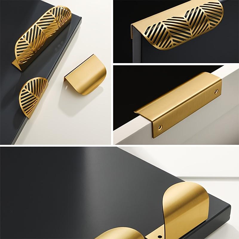 2 шт. латунная кромка, оттягивающаяся назад, монтируемая на палец, скрытая ручка для ящика, изогнутая кромка, невидимая ручка
