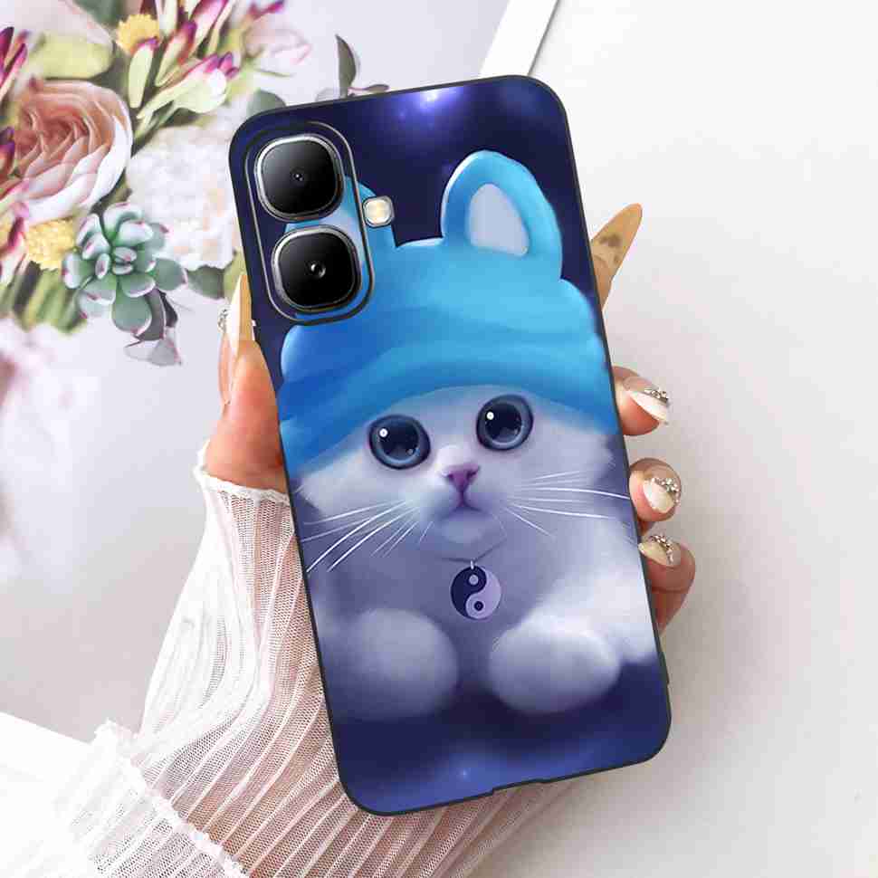 Чехол для Infinix Smart 20 4G X6840 X6840B, Чехол-накладка из ТПУ с рисунком Мультяшный Кот Динозавр, Черный, Для телефона Infinix Smart20 smart 20 4G