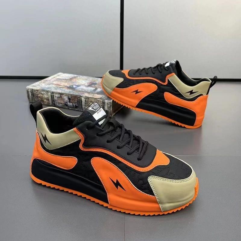 Модные спортивные кроссовки, спортивная обувь, кожаные балетки, баскетбольные балетки, граффити, толстые, беговые, высокая подошва, модные мужские кроссовки