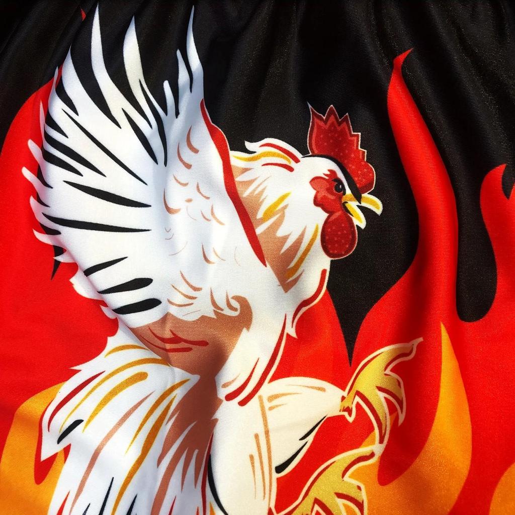 Fire Rooster Muay Thai Kickboxing Boxing MMA UFC Casual Shorts Gym Sport Unisex Men Women Workout Quick Dry Print Elastic High Waist Training