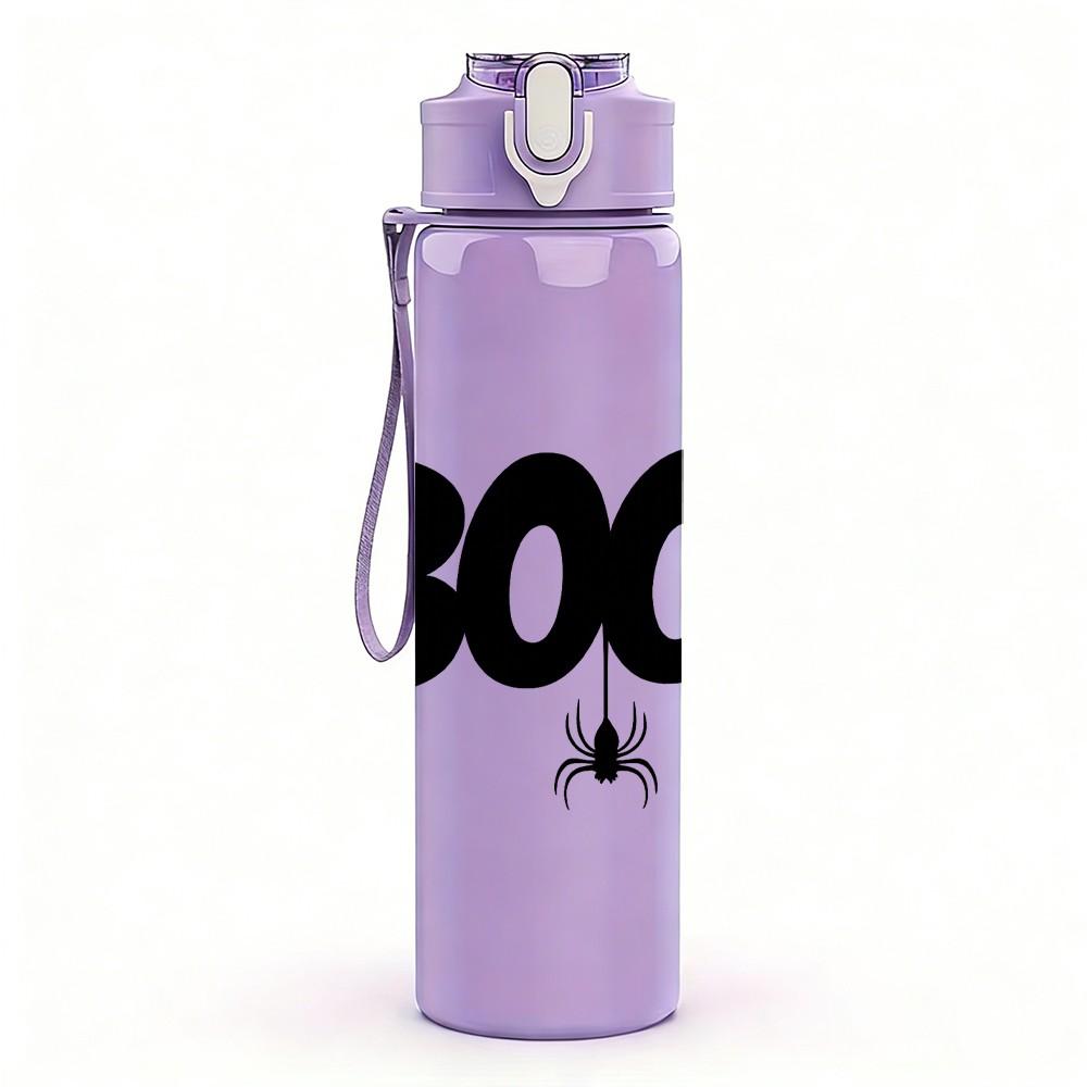 1PC Boo Spider Halloween Art 750ml Color Plastic Sports Water Bottle Leakproof Flip Straw Lid Suitable for Sports Office Home Use