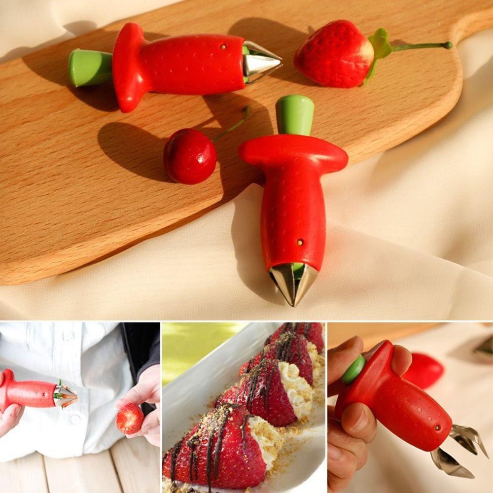 Creative Design Stem Removal Device Stainless Steel Fruit Stem Remover Strawberry Huller Food Prep