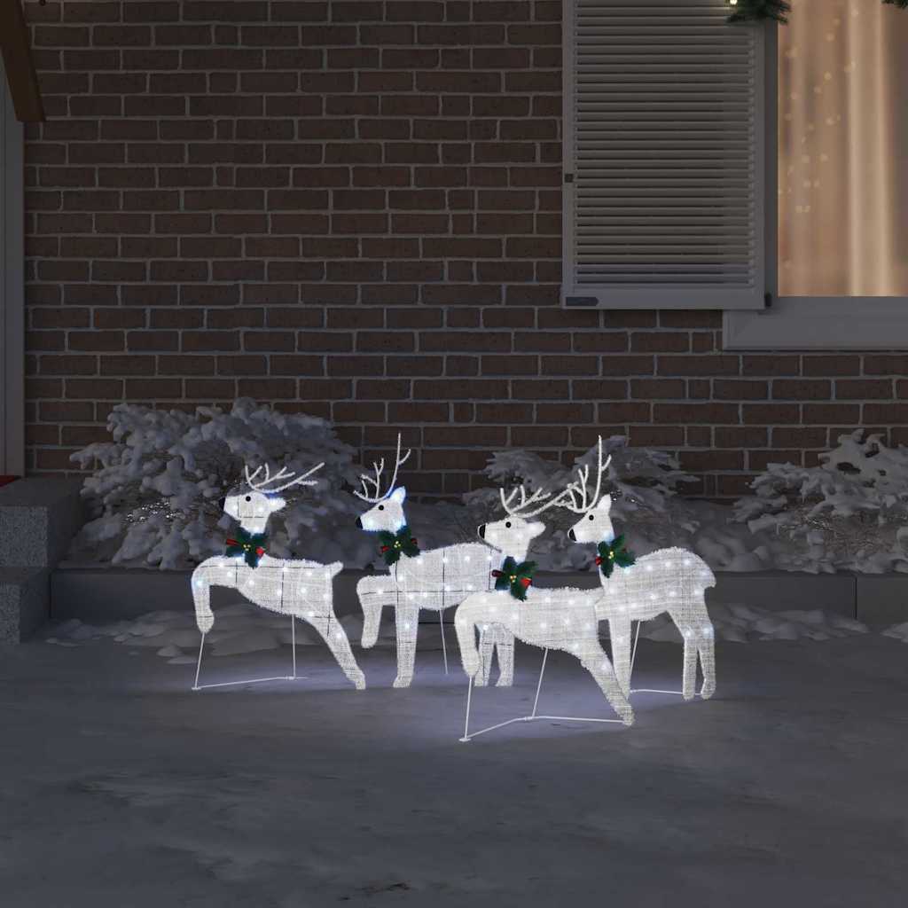 LED Reindeer Set 4 pcs Silver Fabric