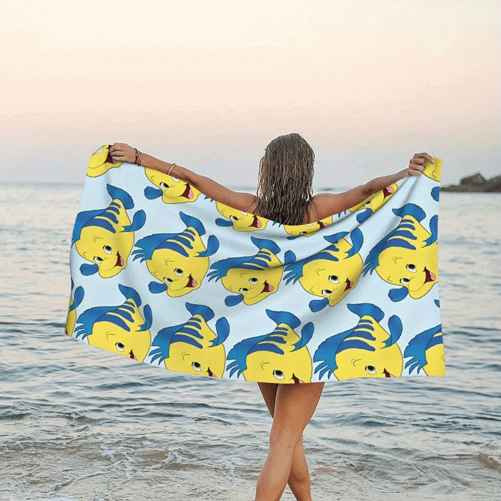 1pc Flounder Beach Towel with Cute Flounder Fish Design Quick-Dry Swimming Pool Towel for Bath Travel Accessories