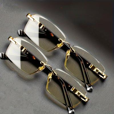 Интеллектуальные очки для пресбиопии с зумом для мужчин и женщин - Бескаркасные очки для дальнозоркости из коричневого хрусталя HD с защитой от синего света и защитой от усталости