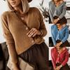 Ladies Solid Color Body Loose Metal Button Sweater Cardigan Top