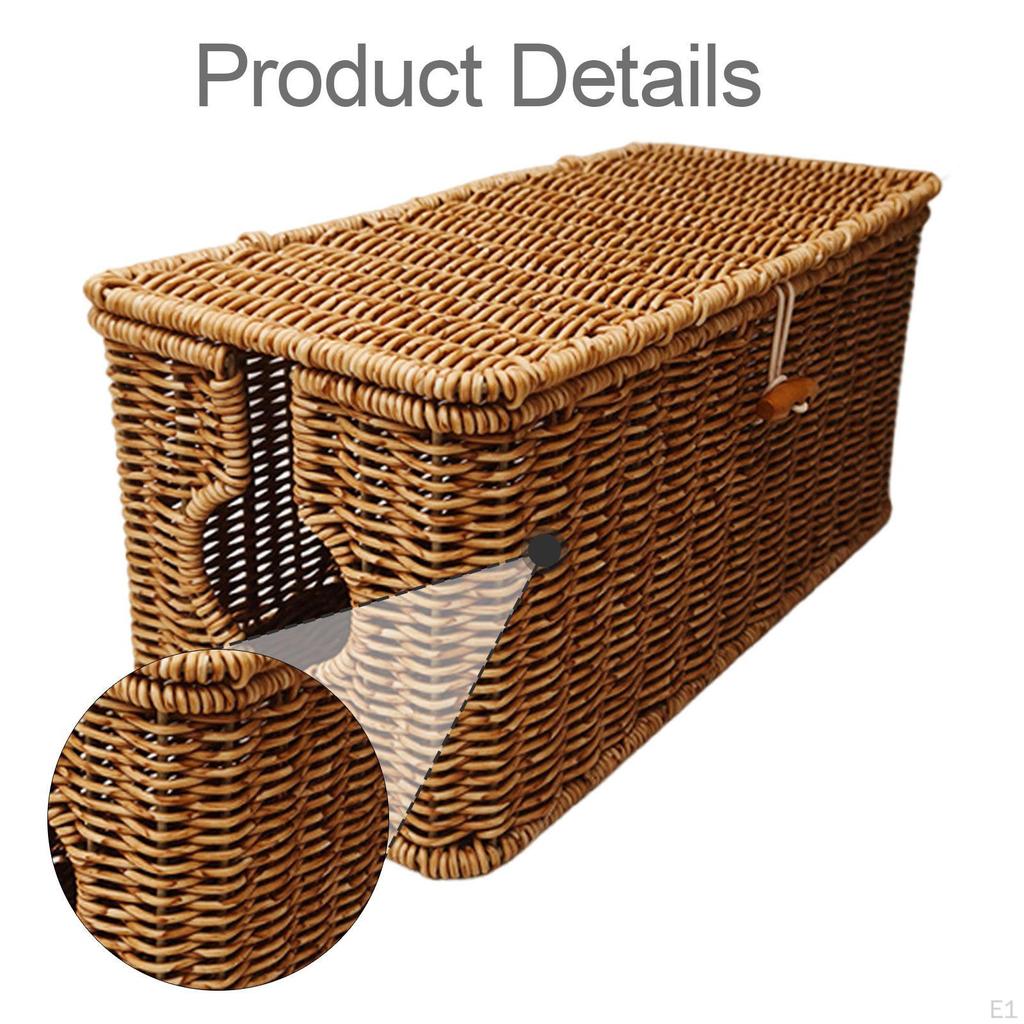 Коробка для организации кабелей Имитация ротанга Органайзер для шнуров Контейнер для хранения на столе Кейс Инструмент с USB-хабами