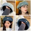 Korean Style Cowboy Beret Cap Solid Color Painter Hat Retro Love Heart Beret Girl