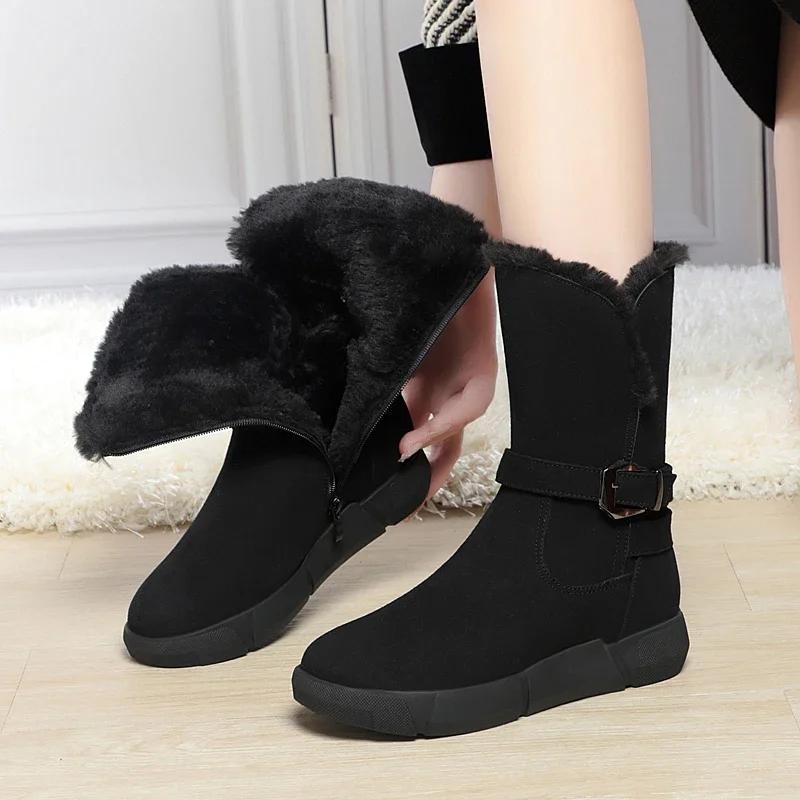 Fashion Snow Boots Women Winter Shoes New Genuine Leather Flat Women's Short Boots Large Size Warm Non-slip Women's Boots Platform