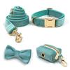 Бирюзовый ошейник-шлейка Tiffany для собаки, роскошный дизайнерский ошейник для собаки, бесплатная гравировка, регулируемый, мягкий бархатный набор шлеек для щенка