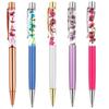 1Pcs Creative Ballpoint Pen Metal Ball Pens Office Supplies Rose Golden Rose Gold Pens Dynamic Liquid Flower Pen