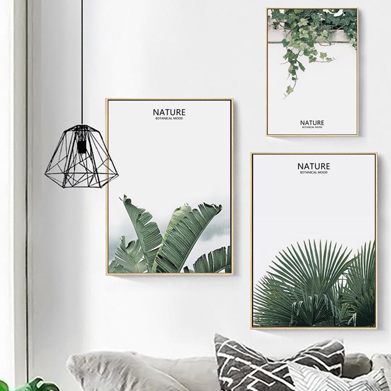 Природа зеленое растение лист холст картина современные листья настенные художественные постеры и принты скандинавские декоративные картины для комнаты домашний декор