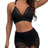 Women's Swimsuit Black Back Tide Mesh Splicing High Waist Swimsuit Suit Bikini Suit Beachwear Bathing Suits