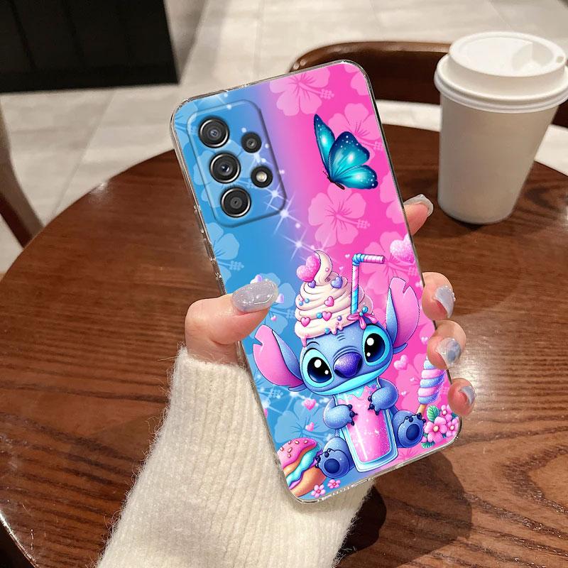 Прозрачный чехол Stitch для Samsung Galaxy A57 A37 A56 5G A36 Чехлы A55 A54 A35 A26 A07 A17 A16 A06 A34 A15 Ударопрочный чехол Бабочка