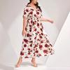Плюс Размер Женское Летнее Новое Шифоновое Тонкое Темпераментное Цветочное Пляжное Длинное Платье