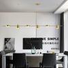 Modern Minimalist Pendant Light LED Strips Hanging Lamp Chandelier Lighting Fixture for Kitchen Bar Dining Room Table