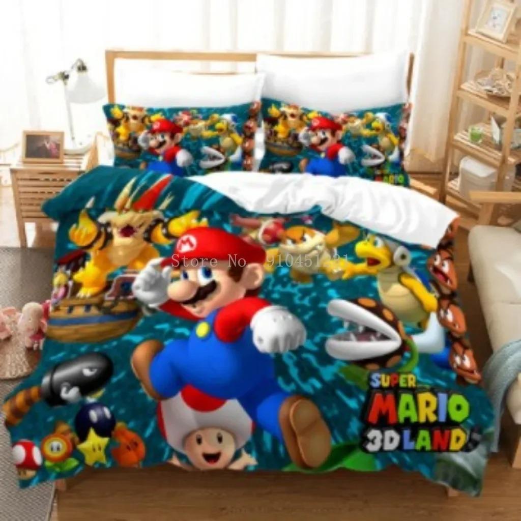 Комплект постельного белья с принтом Super Mario Уютный и теплый комплект для декора спальни и улучшения домашней жизни Подарки для подростков
