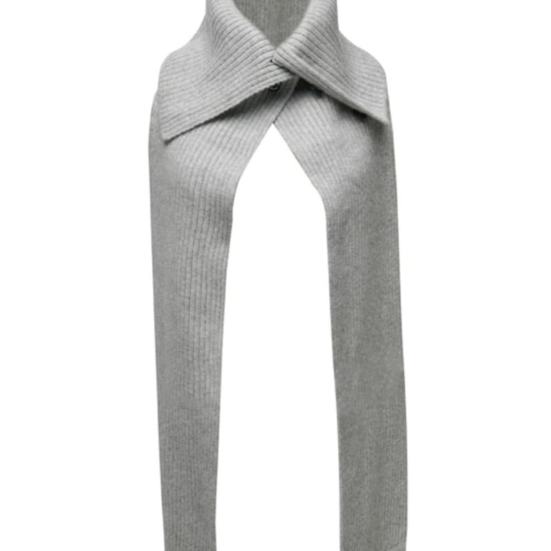 DOYOUKNOWMC 24FW Button Opening Neck Warmer Gray Knit Muffler
