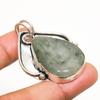Green Apatite Gemstone Handmade 925 Silver Plated Jewelry Pendant 1.70"