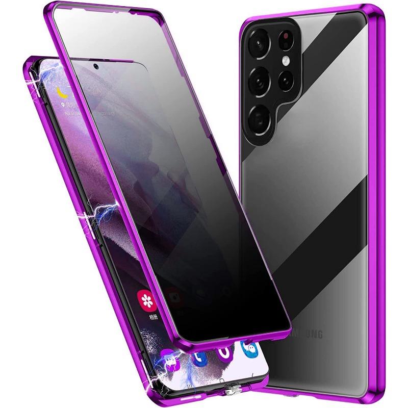 Подходит для Samsung S25ultra Чехол для мобильного телефона с защитой от подглядывания Magneto 24 23 22 Двустороннее стекло Металлический магнитный чехол