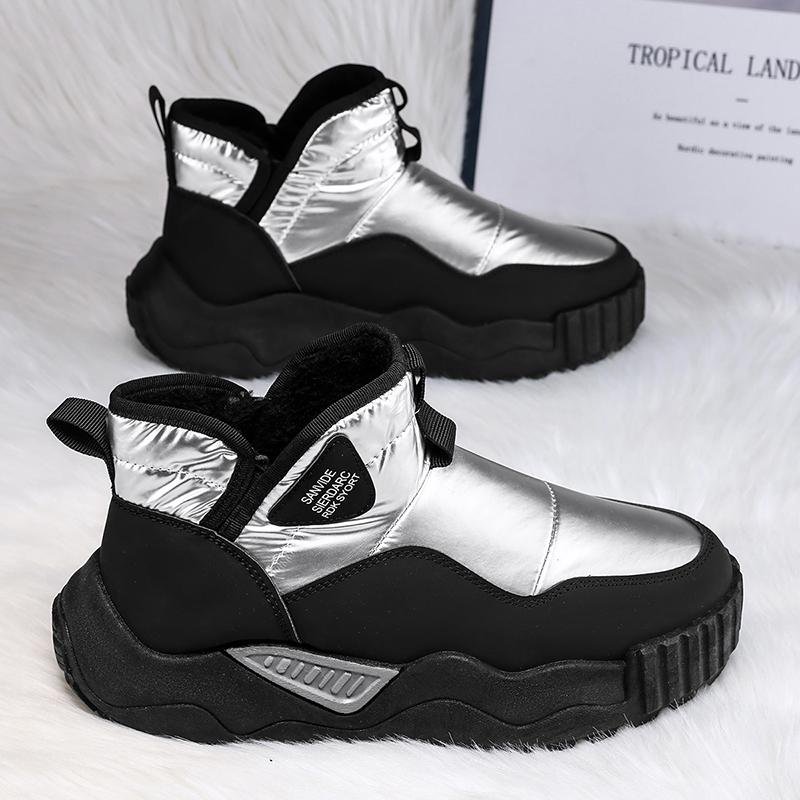 Модные серебристые теплые мужские зимние ботинки, удобные плюшевые зимние ботинки для мужчин, легкие повседневные ботинки на платформе для мужчин, Zapatos Hombre