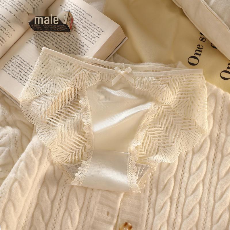 Women's Low Waist Lace Panties - Pure Cotton Antibacterial Crotch, Thin, Sexy, Transparent, Breathable Briefs.