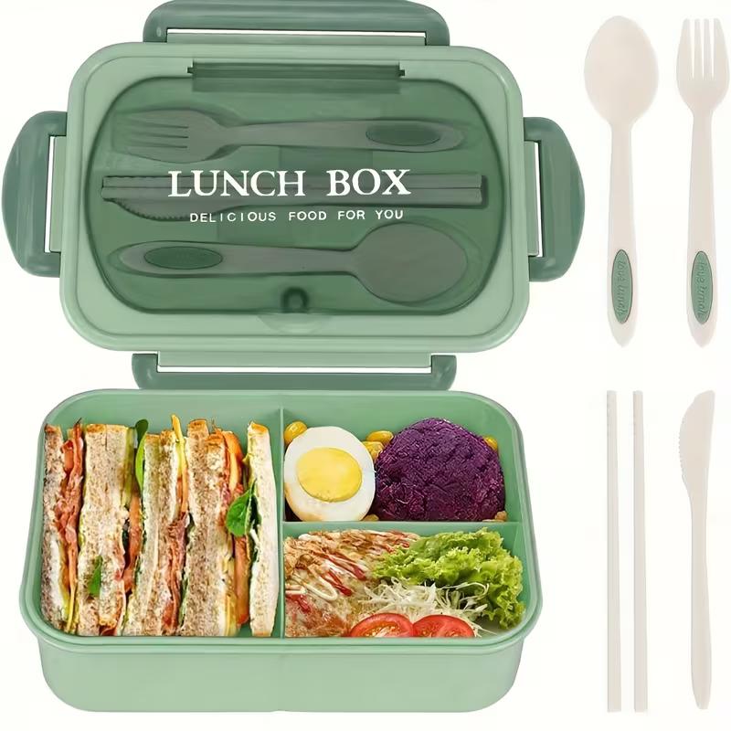 Leak-proof Lunchbox with Cutlery, Microwave-safe, with Compartments. Ideal for School, Work and Outdoor Meals. Back-to-school Season less