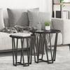 2-Piece round side table set, wooden coffee tables with metal frames, living room decoration table set